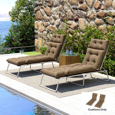 B&Q -  Garden Lounge Chair Cushions Set Of 2220Gsm FabricKhaki