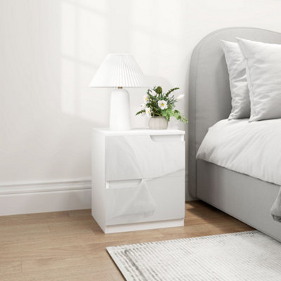 Homcom Unisex White Modern Bedside Table With 2 Drawers For Bedroom, Living Room, - Image 6