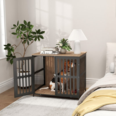 B&Q -  Dog Crate Furniture With Anti-Chew Resistant Mesh For Medium Dogs