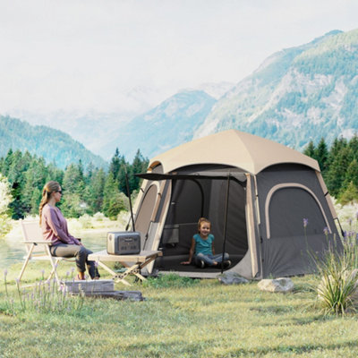 B&Q -  Instant Camping Tent4 Person Easy Setup Dome TentDark Grey