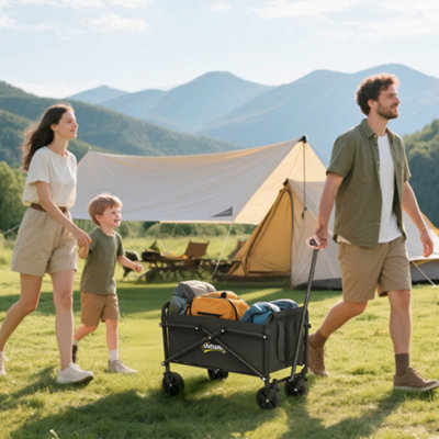 Outsunny Black Festival Trolley, 60Kg Heavy Duty Folding Trolley Cart, 41L