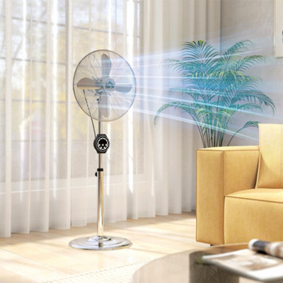 Homcom Metal Pedestal Fan With Oscillating, Adjustable Height, Timer
