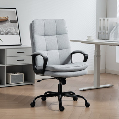 Fabric Office Chair Adjustable Swivel Desk Chair Light Grey Ergonomic - Image 9