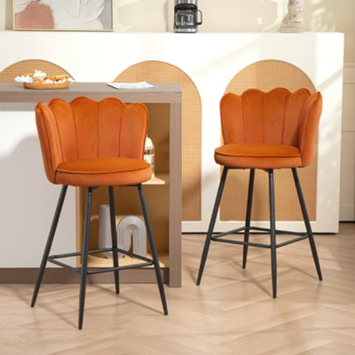 B&Q -  Set Of 2 Barstools With Petal Backrest For Kitchen Island Orange