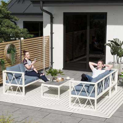 Outsunny 5 Seater Sectional Outdoor Sofa Set With Loveseats For Garden Grey from B&Q