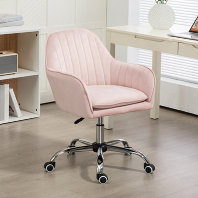 Homcom Pink Office Chair, Swivel Desk Chair W/ Adjustable Height,