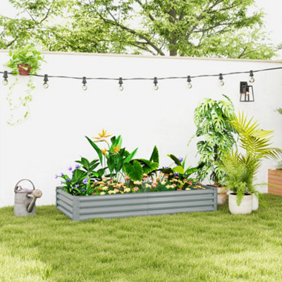 Outsunny Galvanised Raised Garden Bed180X90X30Cm Raised BedSilver from B&Q