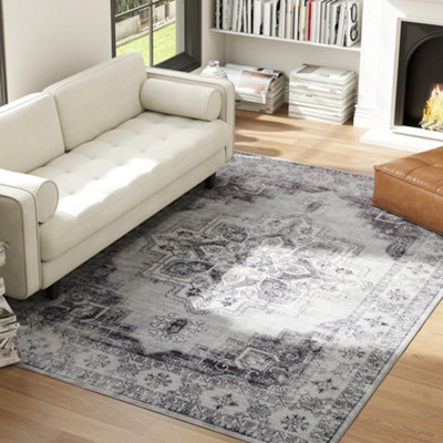 Homcom Flannel Non-Slip Washable Rug For Living Room, 290 X 200 Cm, Grey