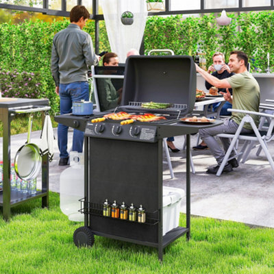 Outsunny 4 Burner Gas Barbecue Grill Portable Gas Bbq Grill With LidBlack from B&Q