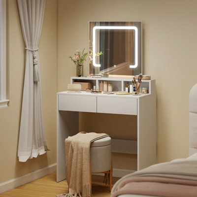 Homcom Dressing Table With MirrorLed LightsDrawersFor BedroomWhite from B&Q