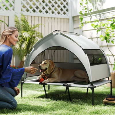 B&Q -  Portable Elevated Dog Bed With Removable Canopy106 X 76 X 94 Cm