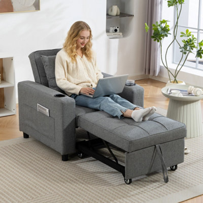B&Q -  3-In-1 Sofa BedConvertible Sleeper Chair With Adjustable Backrest