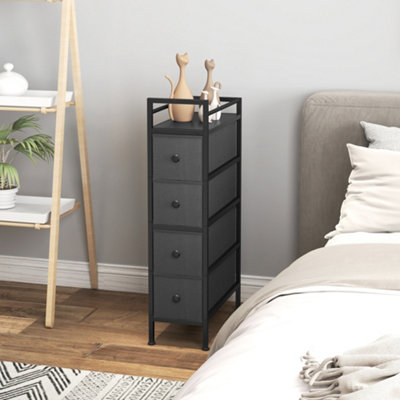 Bobobiy Black 4 Drawer Fabric Dresser Chest Of Drawers, Slim Storage Cabinet With Steel Frame For Small Spaces, Bedroom, - Image 9