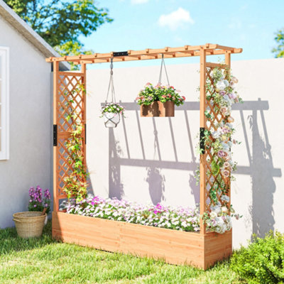 B&Q -  Raised Bed For Garden With Trellis196 X 44 X 181 CmNatural