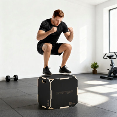 B&Q -  Non-Slip Plyo BoxCorner-Free Wooden Jump Box41 X 51 X 48 Cm