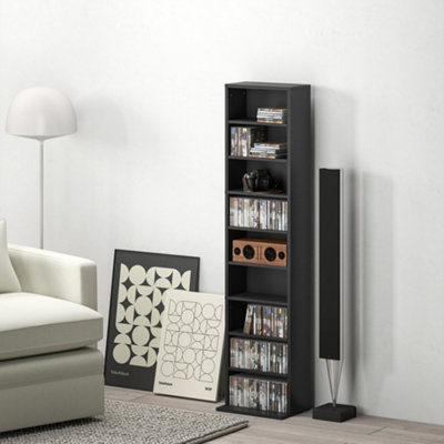 Homcom 260 Cd Storage Unit 120 Dvd Storage Tower With 9 Compartments Black