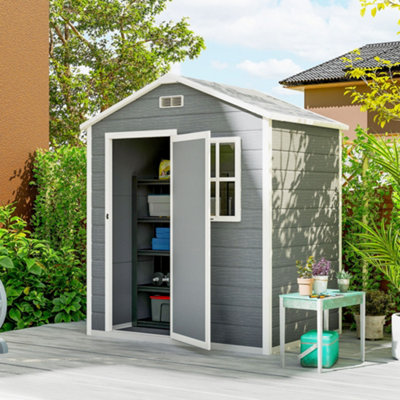 Outsunny Unisex Grey 6 X 4Ft Resin Garden Shed With Floor And Window, - Image 10
