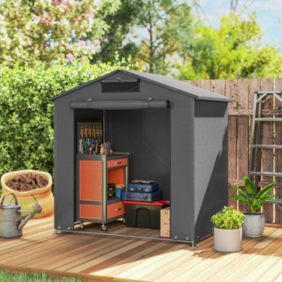 Outsunny 6 X 4 Ft Garden Storage Shed Tent Bike TentDark Grey from B&Q