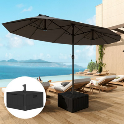 Outsunny Garden Parasol BaseSand/water Filled Garden Umbrella StandBlack from B&Q