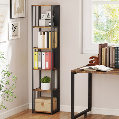 Homcom 5-Tier BookshelfFreestanding Display Storage UnitRustic Brown from B&Q