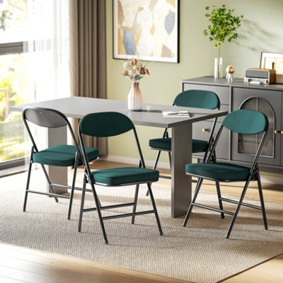 B&Q -  Folding Chairs Set Of 4 With Cushioned SeatSteel FrameTeal