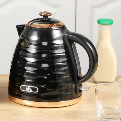 Homcom Electric Kettle, Fast Boil, 1.7L, 3Kw, Swivel, Ripple Black