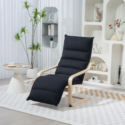 Homcom Birch Wood Lounge Chair For Living Room, Bedroom, Black