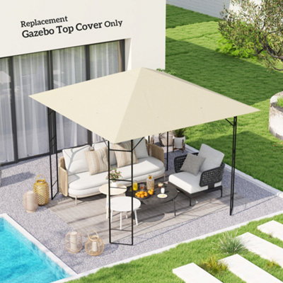 Outsunny 3 X 3(M) Gazebo Canopy Replacement Cover, Upf30+, Cream/White