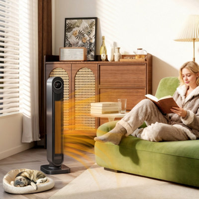 Homcom Black Ceramic Electric Heater, 2000W Fan Space Heater,