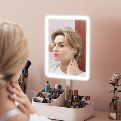 Bobobiy White Makeup Mirror With Lights, Rechargeable Vanity Mirror W/ Touch Screen, 2 Lighting Modes And 180° Rotation, - Image 11