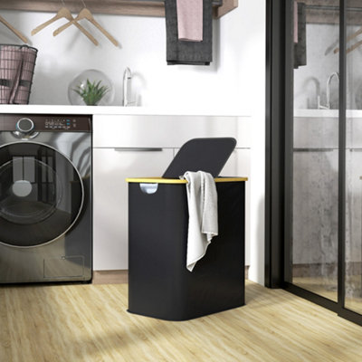 B&Q -  80L Collapsible Laundry HamperWashing Basket For BathroomBlack