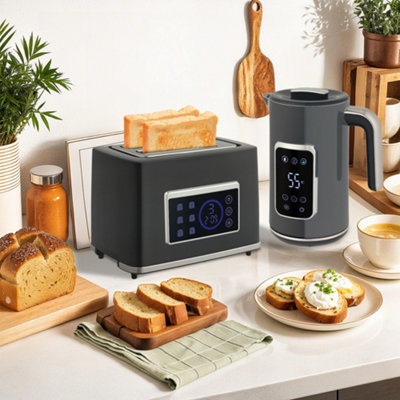 HOMCOM 1.7L 3000W Boil Kettle & Toaster Set in Grey | Size: 2 Pack - Image 9
