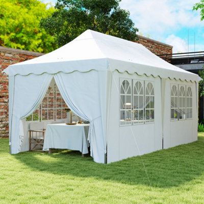 Outsunny 3 X 6M Pop Up Gazebo With Sides And Carry Bag, Upf50+, White