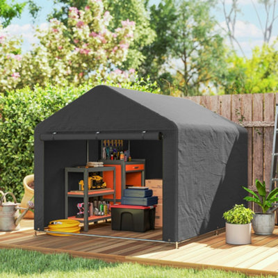 Outsunny Dark/Grey 6.6 X 7.8Ft Garden Storage Shed Tent Bike Tent, - Image 5