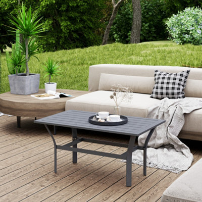 Outsunny Metal Garden Coffee Table With Slatted TabletopDark Grey from B&Q