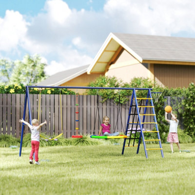 B&Q -  6 In 1 Kids Swing Set With 3 SwingsClimbing Net And Ladder