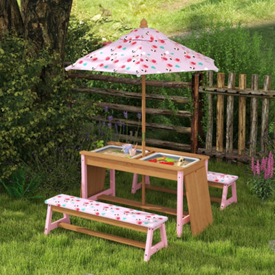 Aiyaplay Kids Picnic TableWooden Children Garden Table And Bench SetPink from B&Q