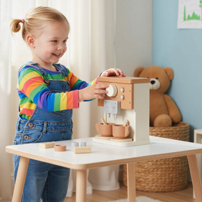 B&Q -  Kids Wooden Coffee Machine ToyPretend Role Play Toy