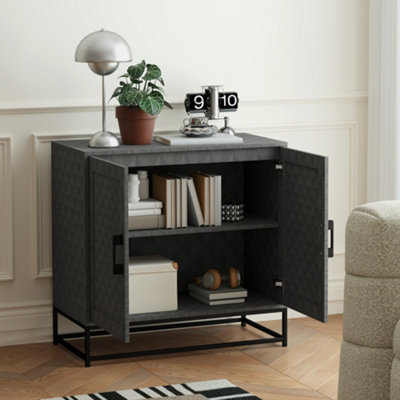 Homcom Grey Modern Storage Cupboard With Adjustable Shelf And Doors, Size 2