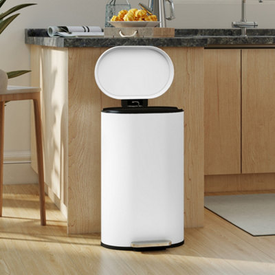 Rackhams White 30 L Modern Curved Kitchen Bin - Image 8