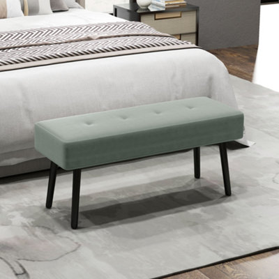 Homcom Green End Of Bed Bench W/ Thick Padding And Steel Legs For Entryway, 13Cm