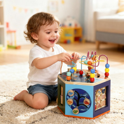 Aiyaplay Wooden Activity Cube For Toddlers 18+ Months With Bead Maze from B&Q