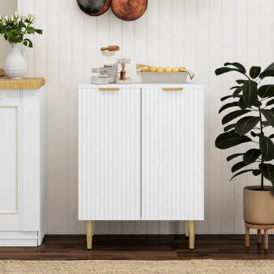Homcom White Sideboard Buffet Cabinet With Adjustable Shelf, - Image 7