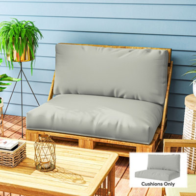 B&Q -  2 Seat Pallet Cushions 20Cm Thick Outdoor Seat PadsLight Grey
