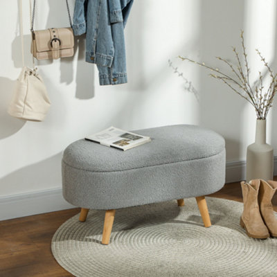 Homcom Ottoman Storage Bench For HallwayLiving RoomCharcoal Grey from B&Q