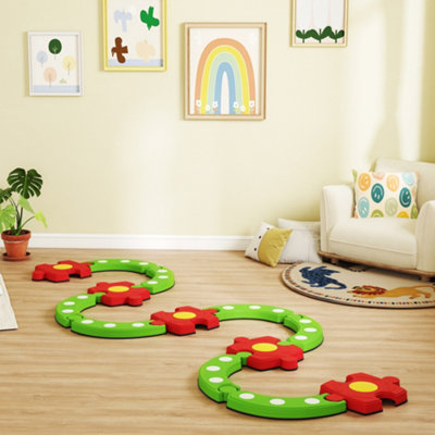 B&Q -  Kids Stepping Stones Balance BeamOutdoor Indoor Sensory Toy Green