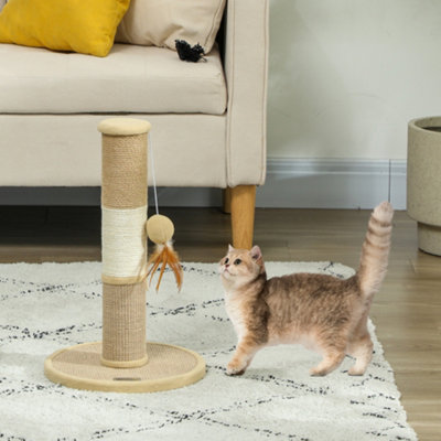 B&Q -  Cat Scratching Post With Jute Sisal Rope Toy Ball47CmTall Brown