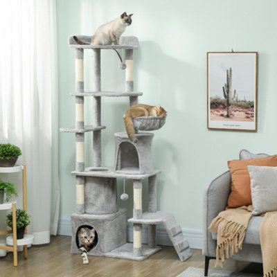 Pawhut Unisex Light Grey 170 Cm Cat Tree, Large Cat Tower With 7 Scratching Posts, - Image 7