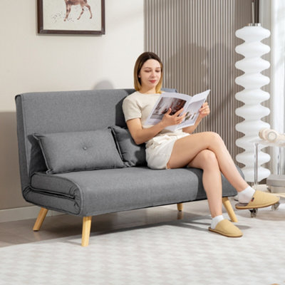 Homcom Click Clack Sofa Bed2-Seater Bed Settee For Living RoomGrey from B&Q