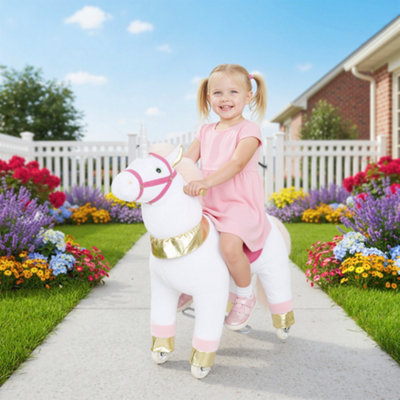 Aiyaplay Kids Rocking HorsePlush Ride On Unicorn Toy With WheelsWhite from B&Q